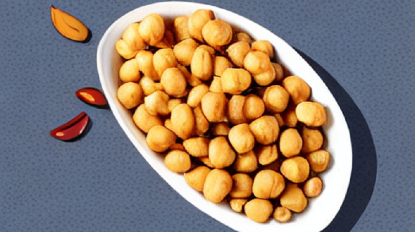 Golden-brown roasted chana, a popular and healthy snack.