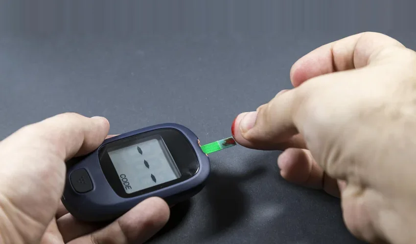 Diabetes Testing with Glucometer on Finger - Diabetes Care Innovation